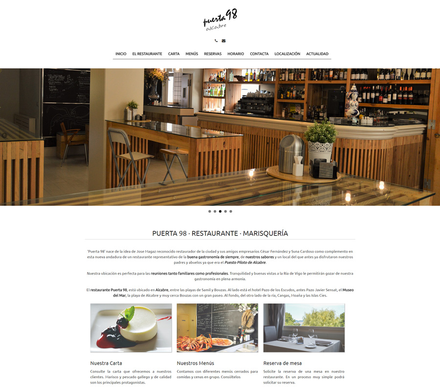 diseño web restaurante puerta 98 de vigo