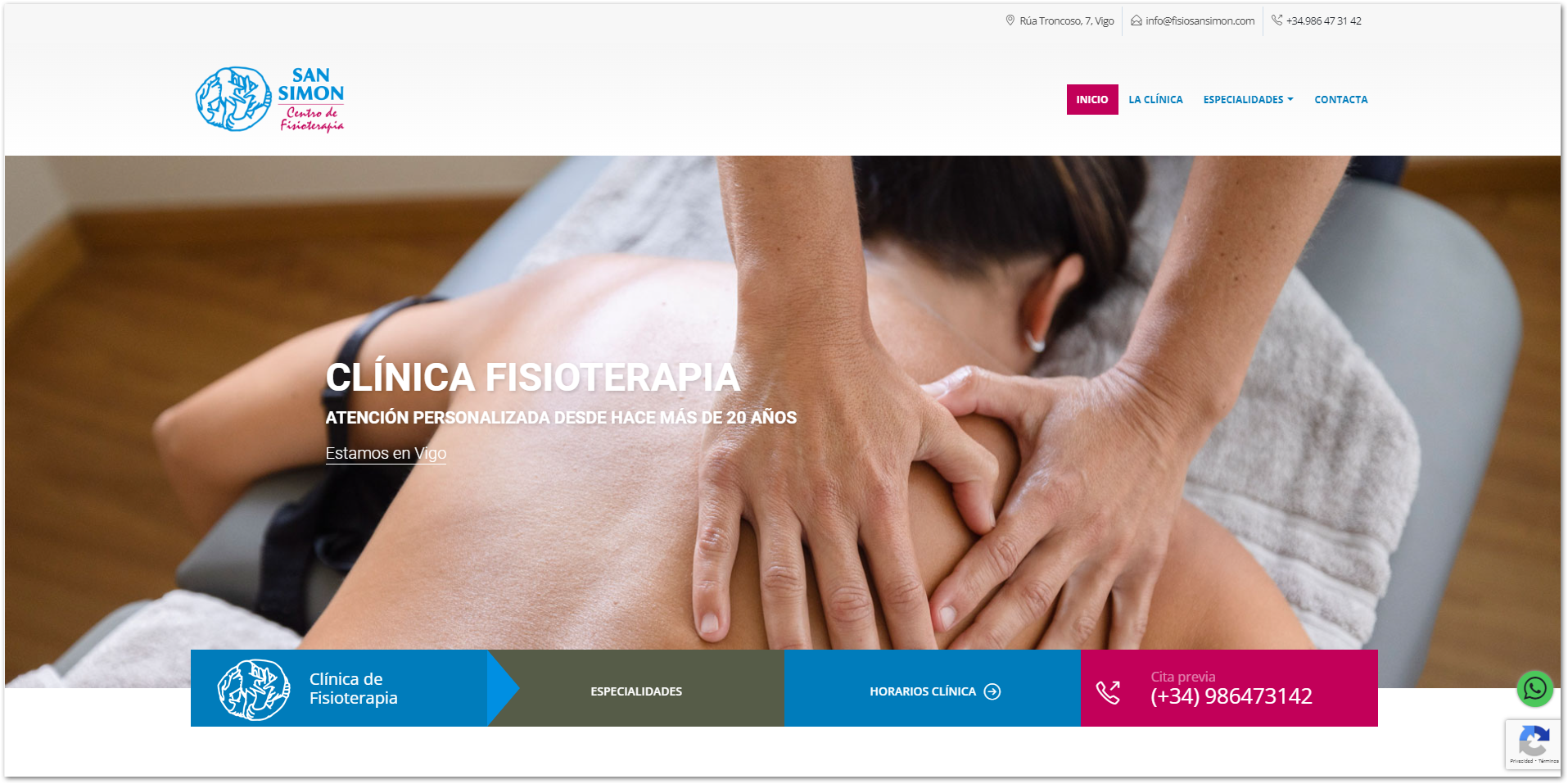 Nuevo diseño web para la Clínica de Fisioterapia San Simón de Vigo
